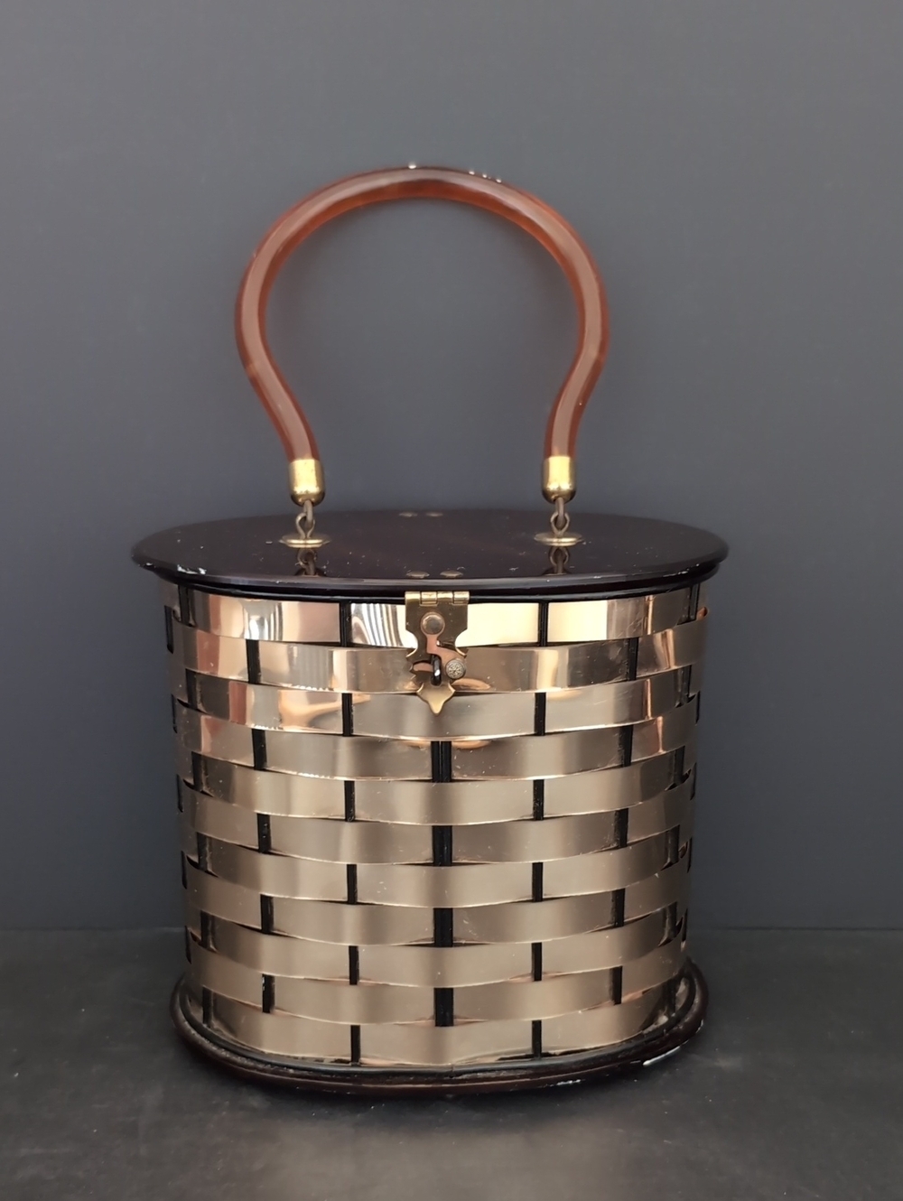 VGT,1950s Dorset Rex 5th Avenue  Basket Weave Handbag with Lucite Handle.